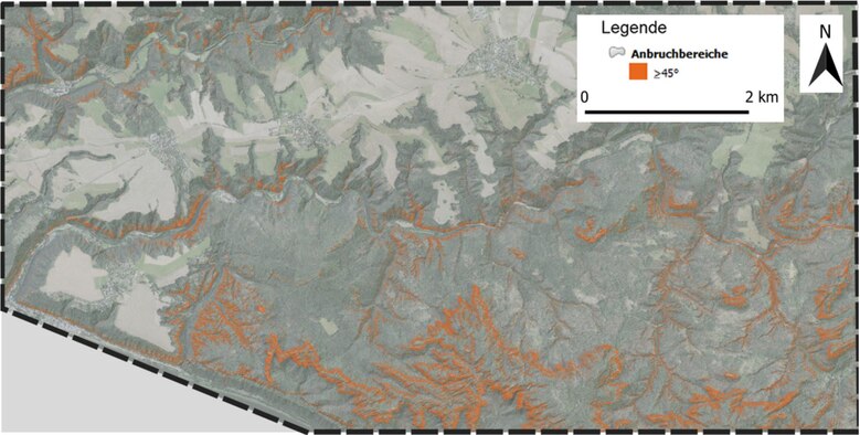 Gefahrenhinweiskarte für Blockschlag im Kirnitzschtal