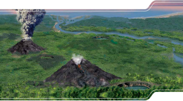 Landschaft um Baruth vor ca. 30 Millionen Jahren.
