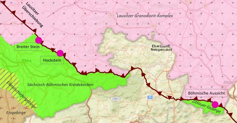 Geologische Karte der Lausitzer Überschiebung
