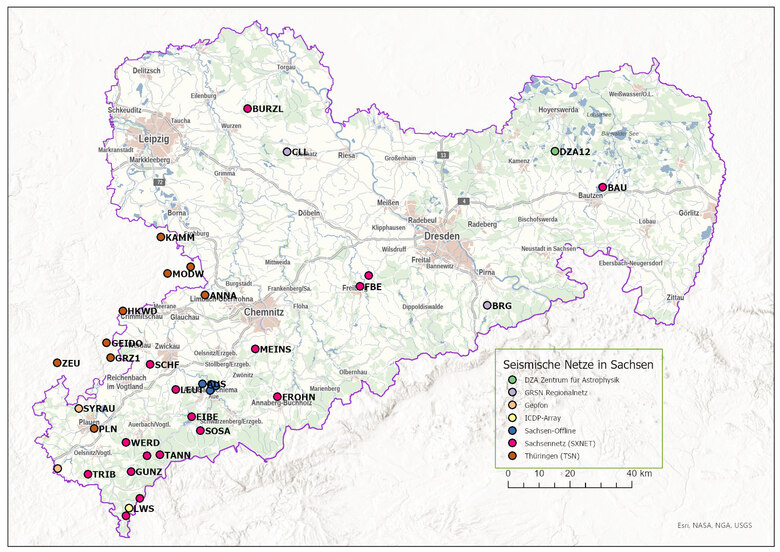 Übersicht Seismologischer Messstationen in Sachsen