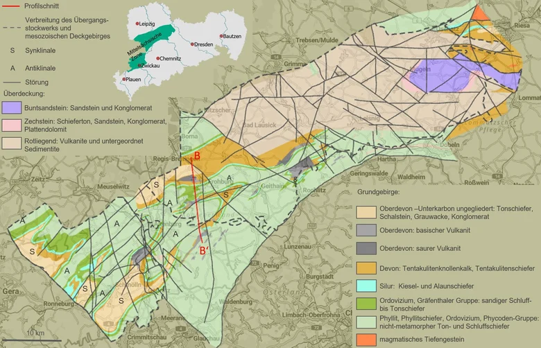 Geologische Karte der Mittelsächsischen Zone