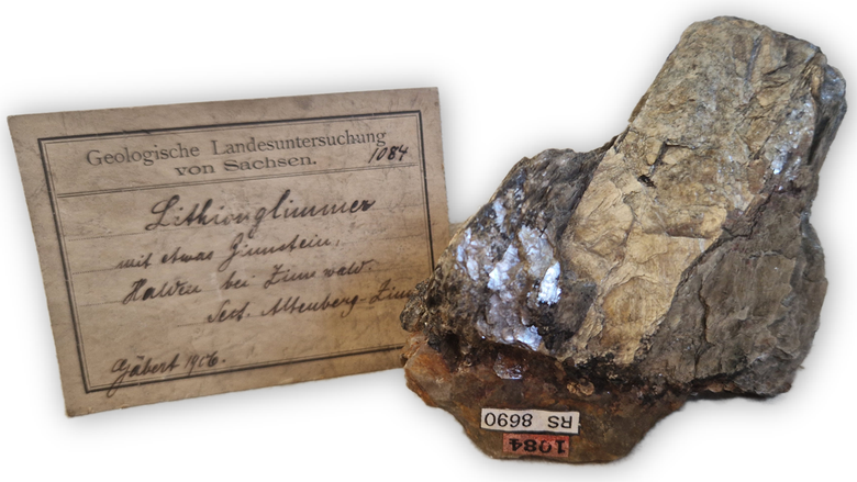 Zinnwaldit und Kassiderit im Handstück