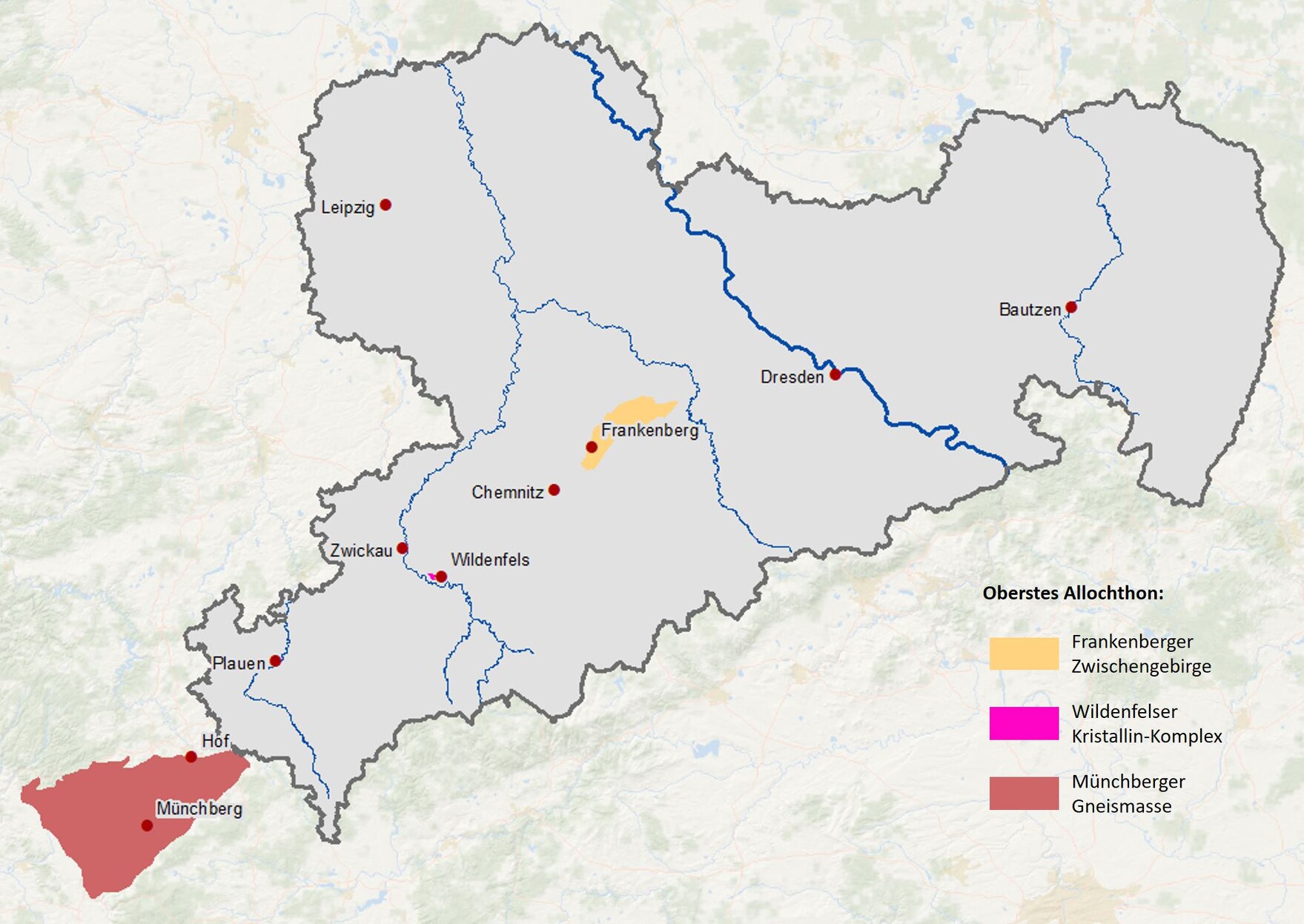 Verbreitung der Gesteinskomplexe der Zwischengebirge.