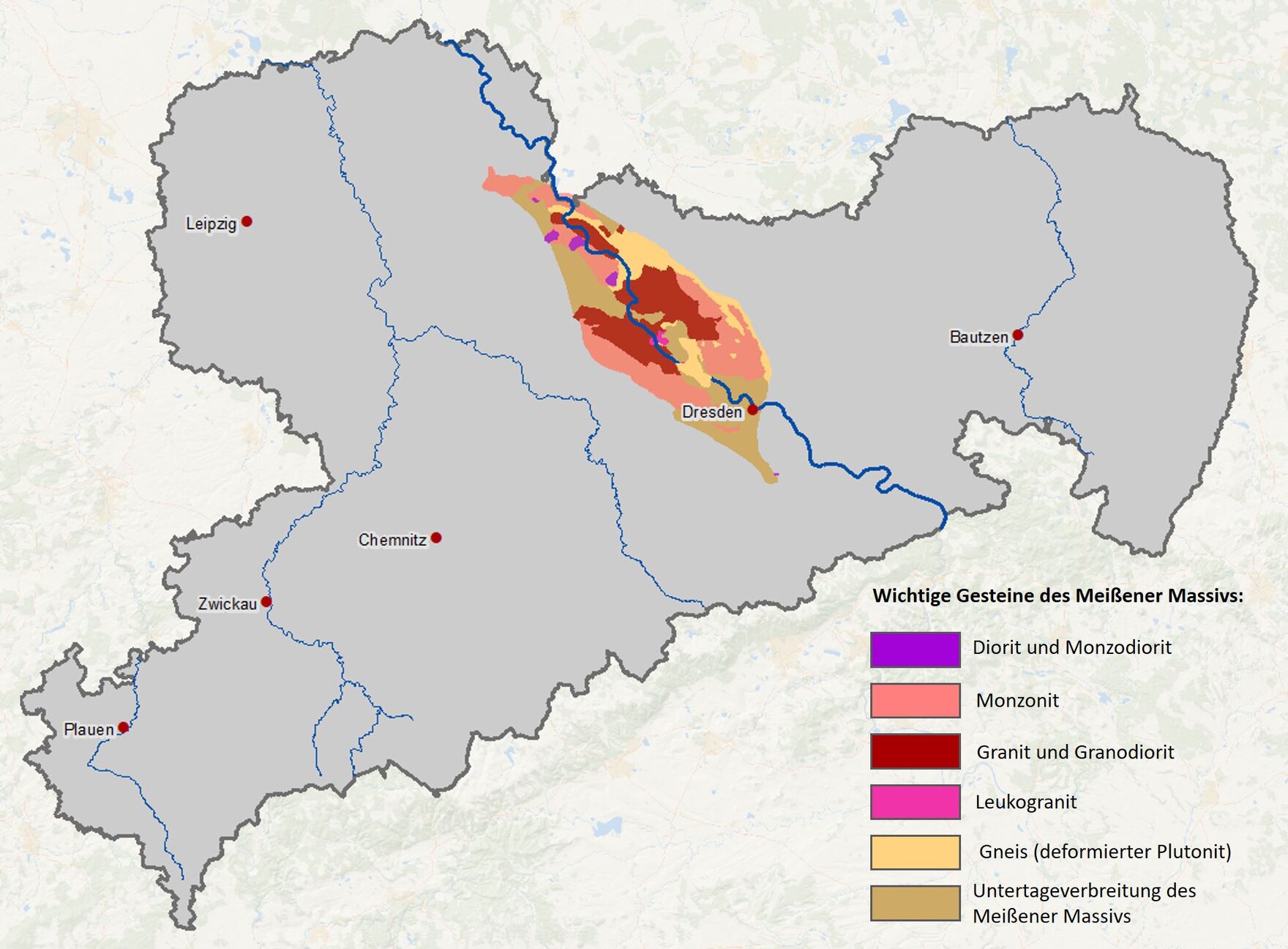 Karte des Meißener Massivs