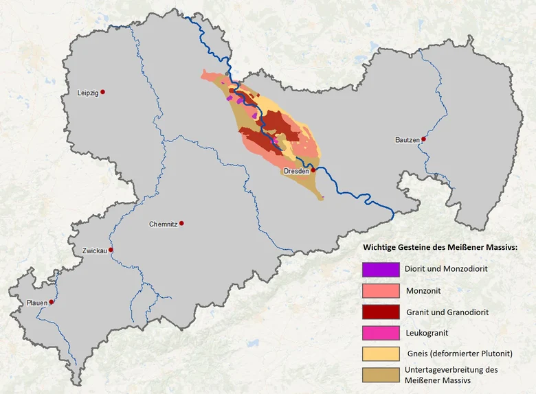 Karte des Meißener Massivs