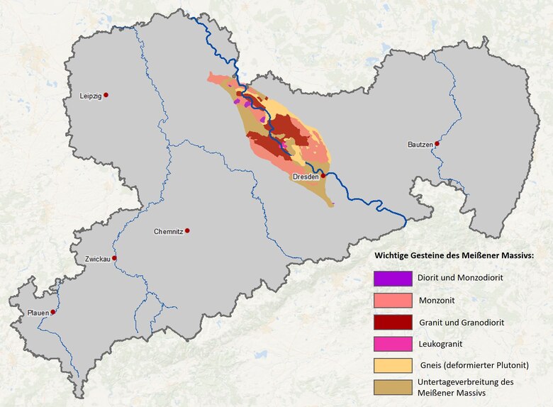 Karte des Meißener Massivs