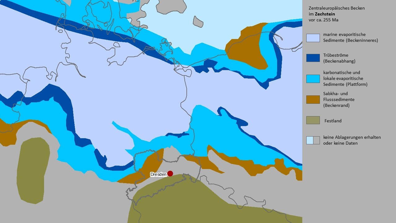 Paläogeographische Karte des Zechsteins