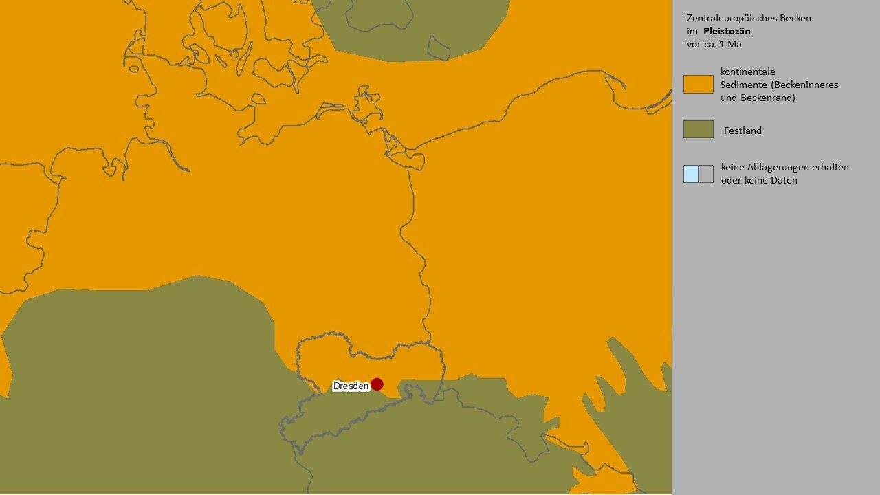 Paläogeographische Karte des Pleistozäns.