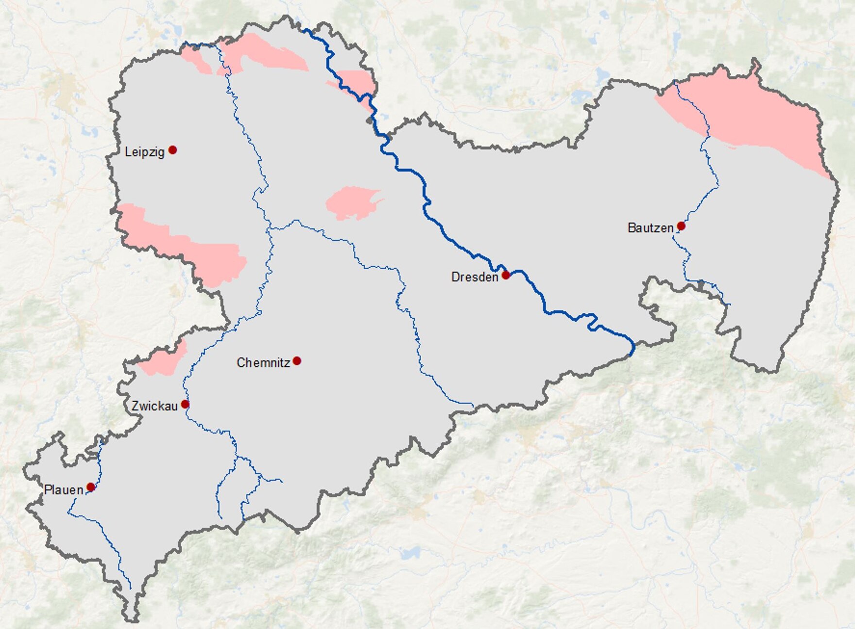 Karte mit den Zechsteinvorkommen in Sachsen.