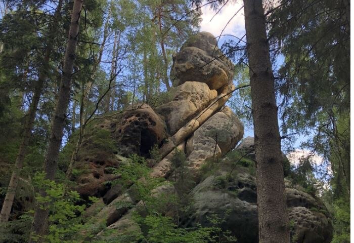 Sandsteinfels im Zittauer Gebirge mit schräg gestellter Schichtung