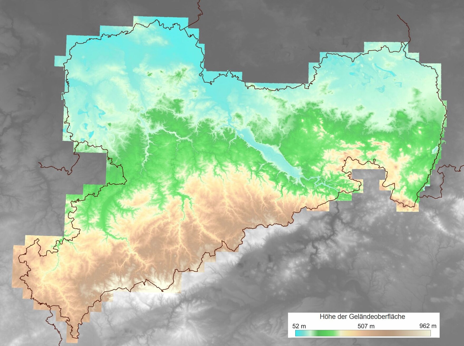 Ein digitales Geländemodell ist Grundlage für die hier vorgestellte geomorphologische Analyse. 