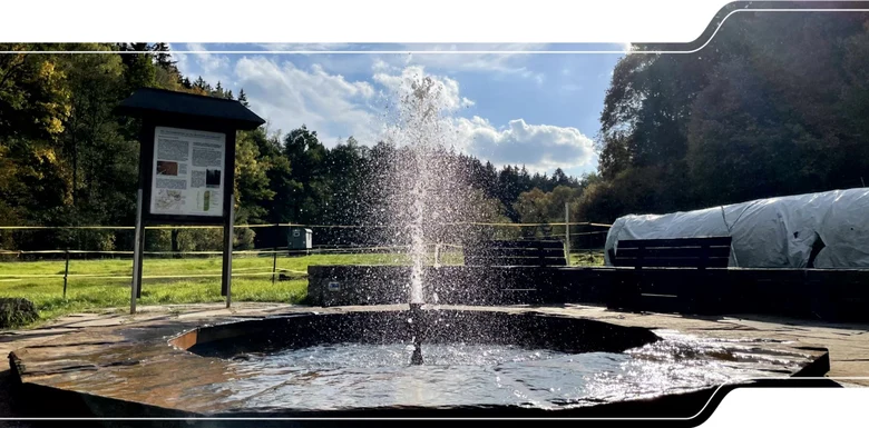 Die artesische Thermalquelle Neumühle südlich von Plauen wurde durch zufälliges Anbohren eines tiefen Grundwasserleiters aufgeschlossen.