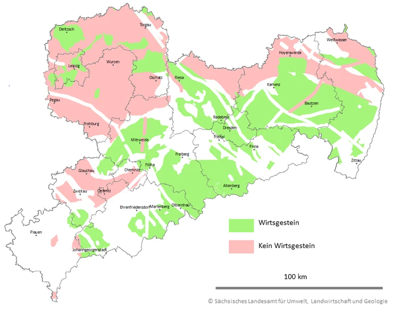 Die Karte zeigt das Ergebnis der Prüfung des Zwischenberichtes Teilgebiete der BGE.