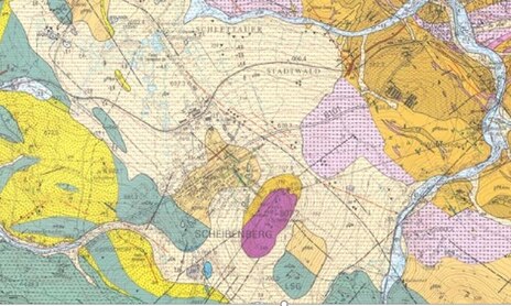 Das Bild zeigt die geologische Karte von Scheibenberg.