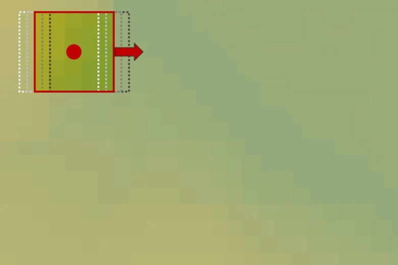 Berechnung einer dynamischen Karte für geomorphologische Kennwerte. Zuerst wird ein gleitendes Fenster mit einem Mittelpunkt definiert. Für diesen Mittelpunkt, einen bestimmten Pixel der Karte, wird der Kennwert aus allen Pixeln innerhalb des Fensters ber