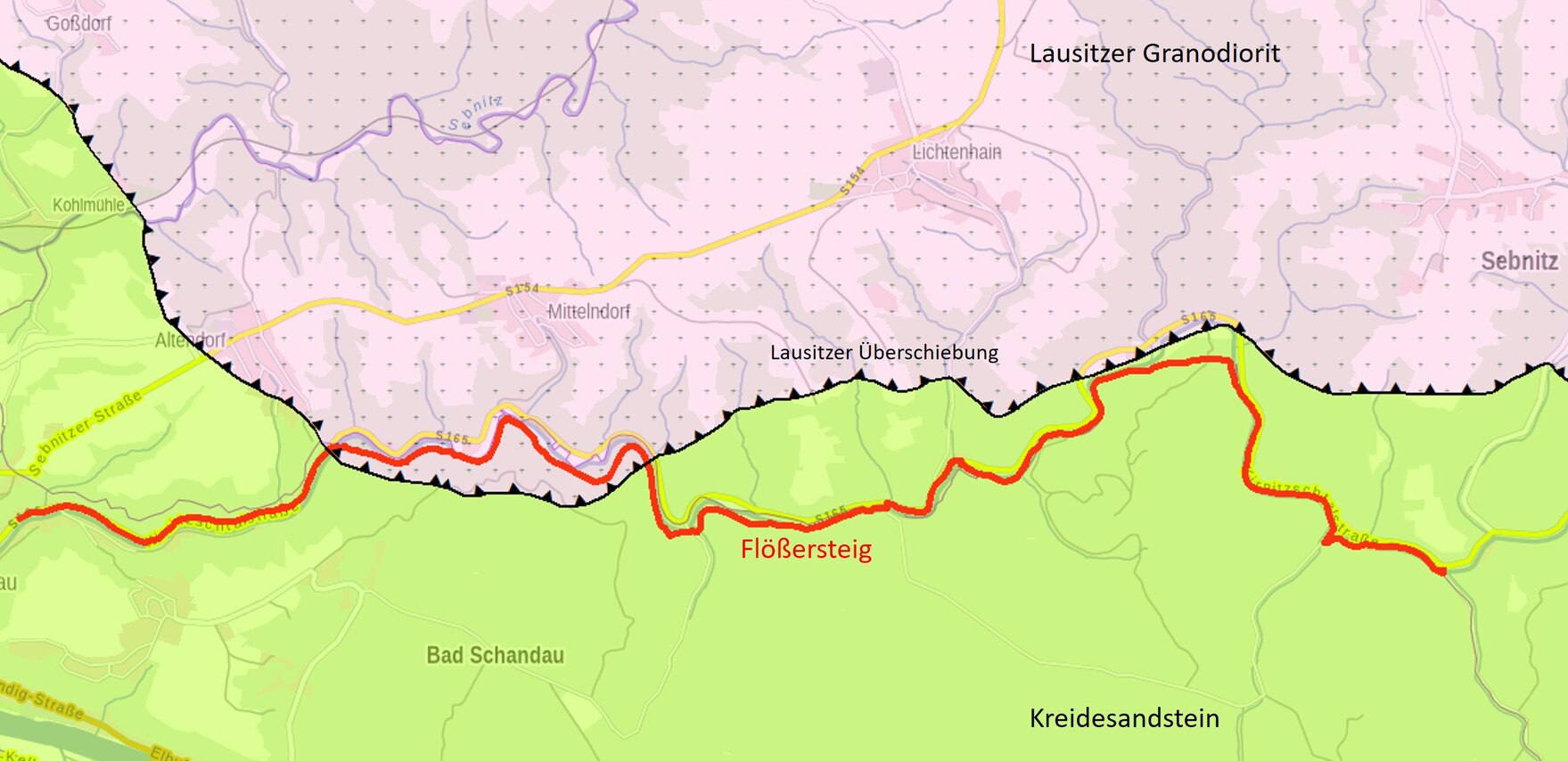 Geologische Karte des Flößersteigs