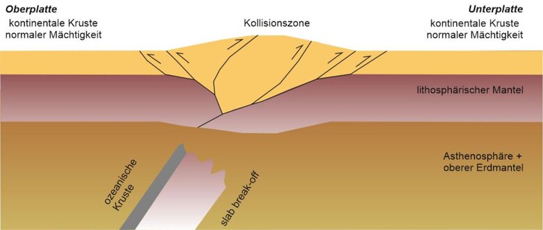 Aufbau einer kontinentalen Kollisionszone im Querscxhnitt