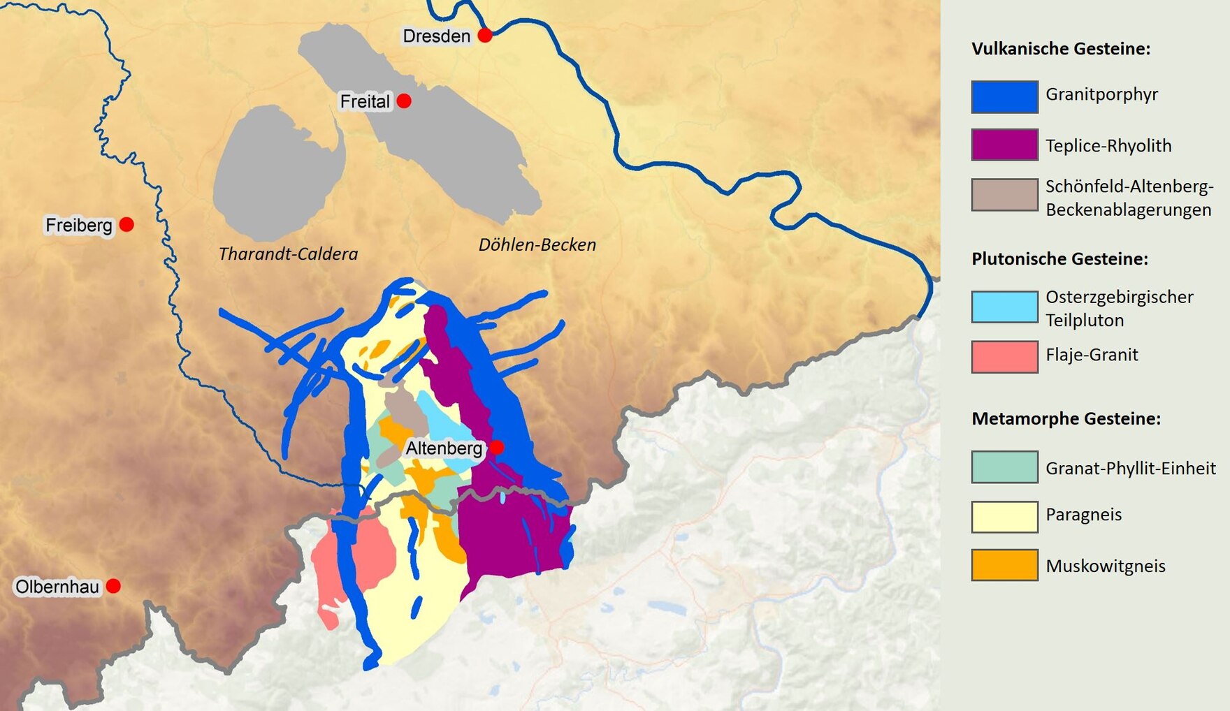 Geologische Karte der Teplice-Caldera